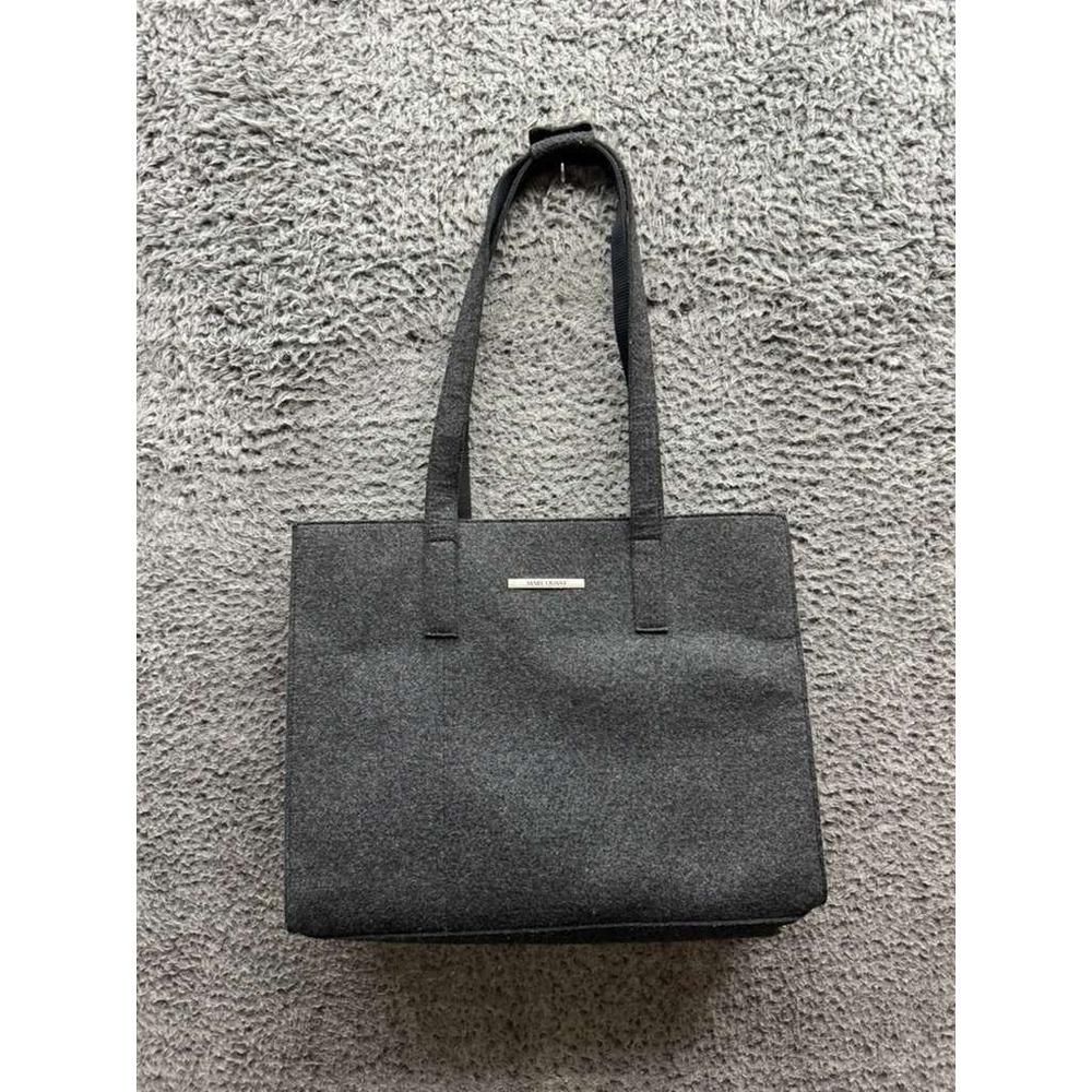 Mary Quant Women's Metal Square Felt‎ Tote Shoulder Bag Charcoal Gray 15.5 x 12